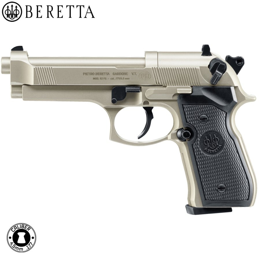 Achetez en ligne Pistolet Plomb CO2 Beretta M92 FS Finition en Nickel de la  BERETTA • Boutique de Pistolets CO2 • Mundilar Airguns