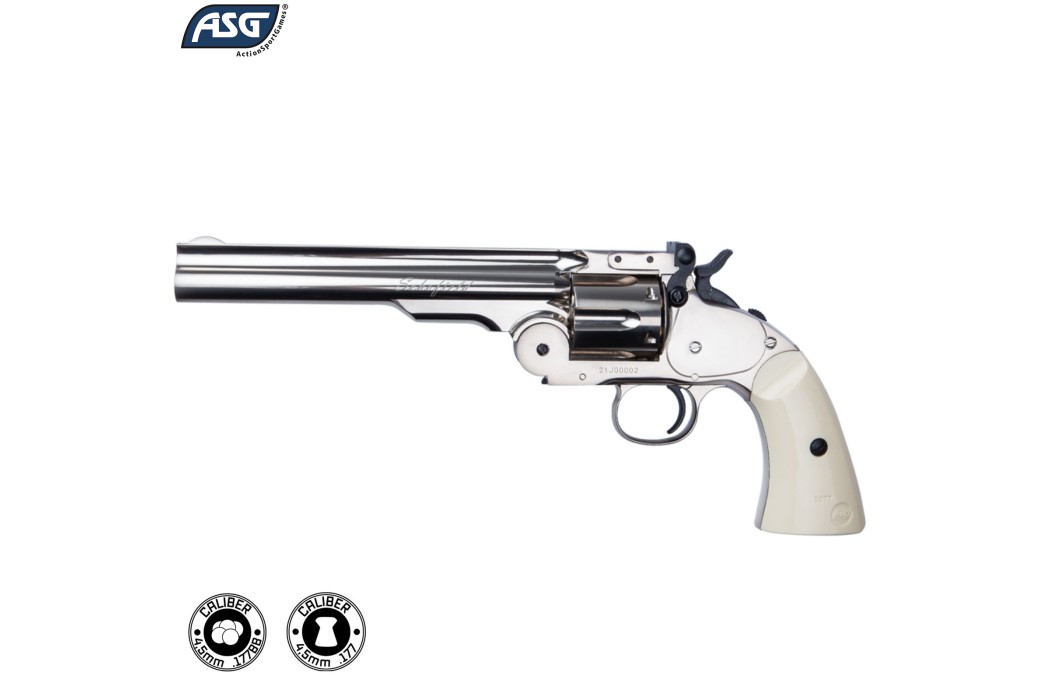 CO2 Air Revolver ASG Schofield 6" - Silver & Ivory Grip