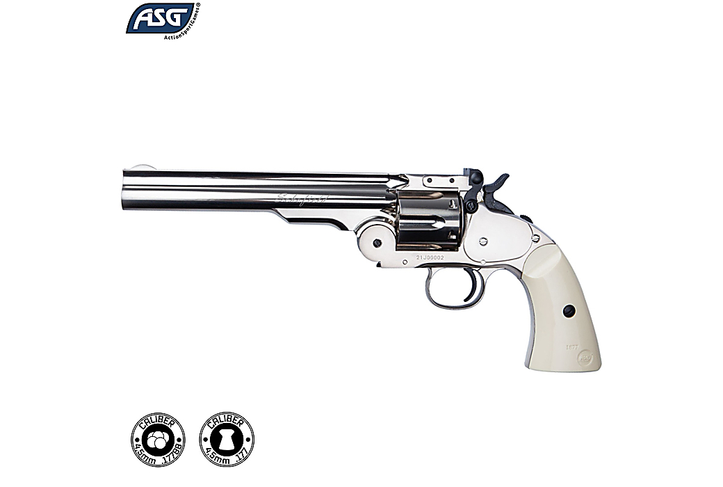 CO2 Air Revolver ASG Schofield 6" - Silver & Ivory Grip