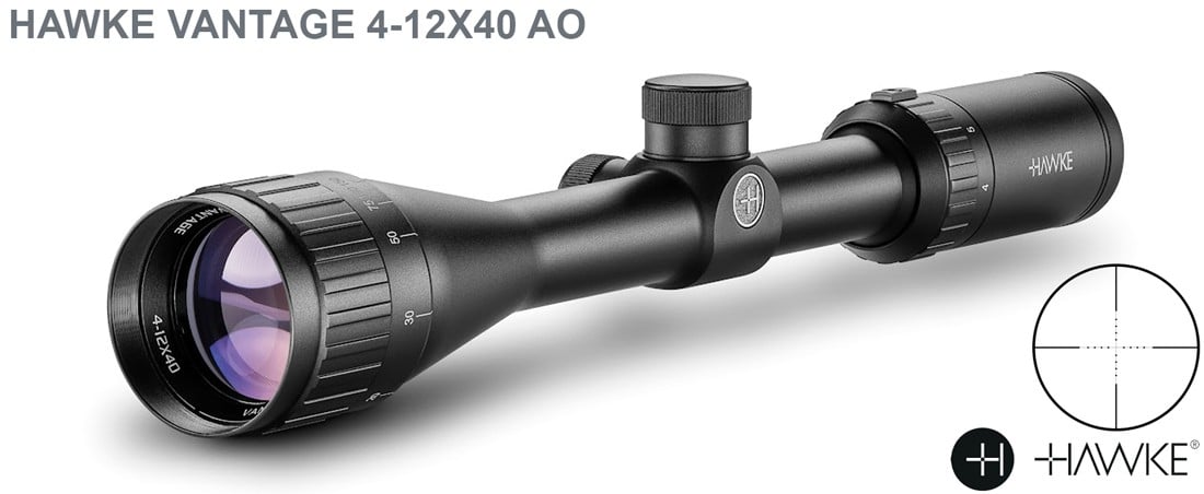 HAWKE VANTAGE 4-12X40 AO + MONTAGENS 2PCS ALTA