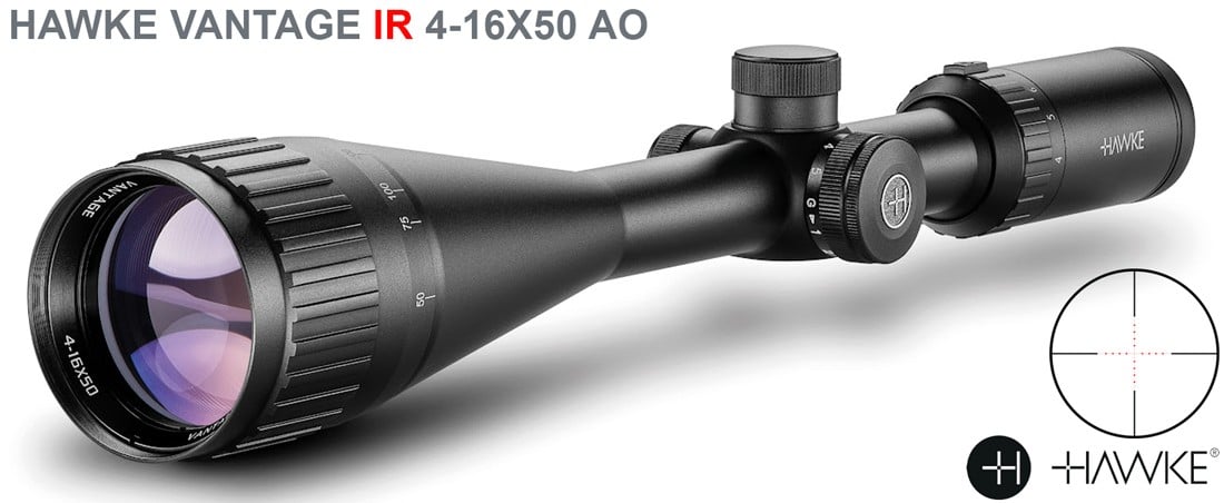 HAWKE VANTAGE 4-16X50 AO IR + MONTURAS 2PCS ALTA